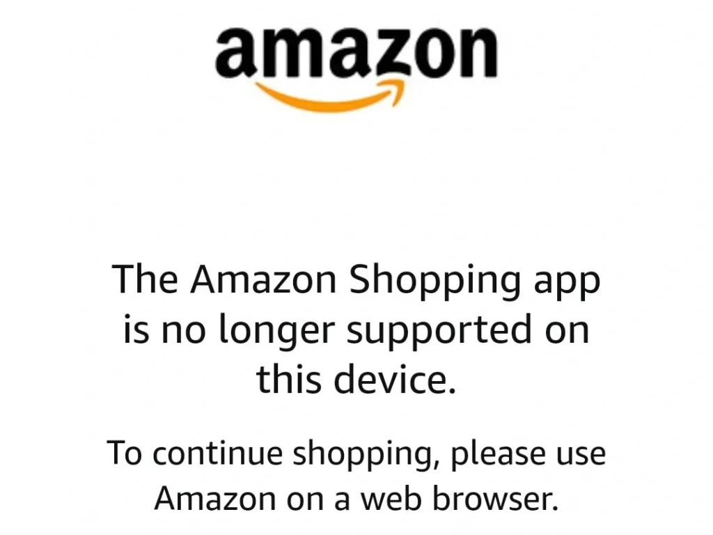 Amazon for Tablets no longer supported