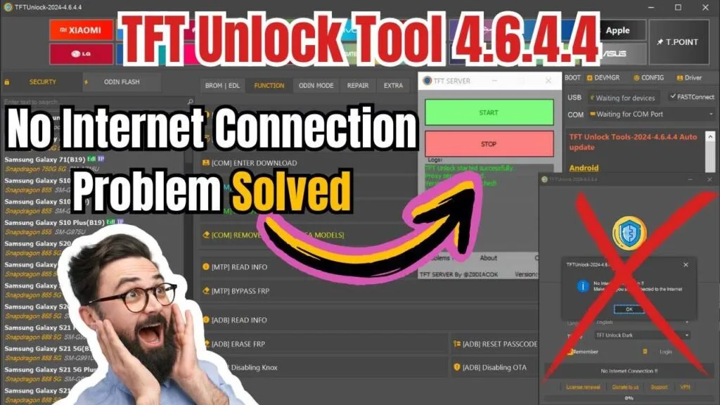 TFT UNLOCK TOOL V4.6.4.4 No Internet Connection